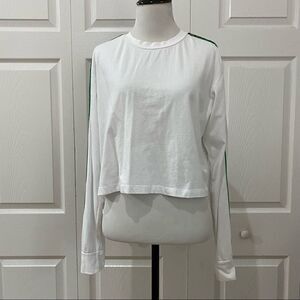 Forever 21 White Cropped Long Sleeve Top True Love